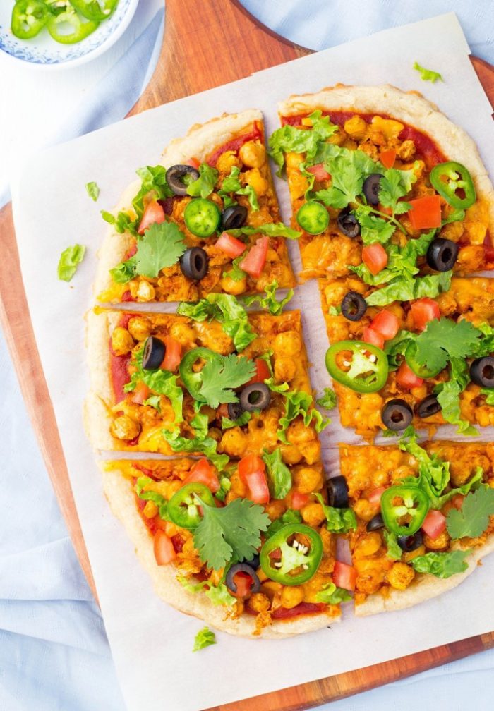Smashed Chickpea Taco Pizza from She Likes Food