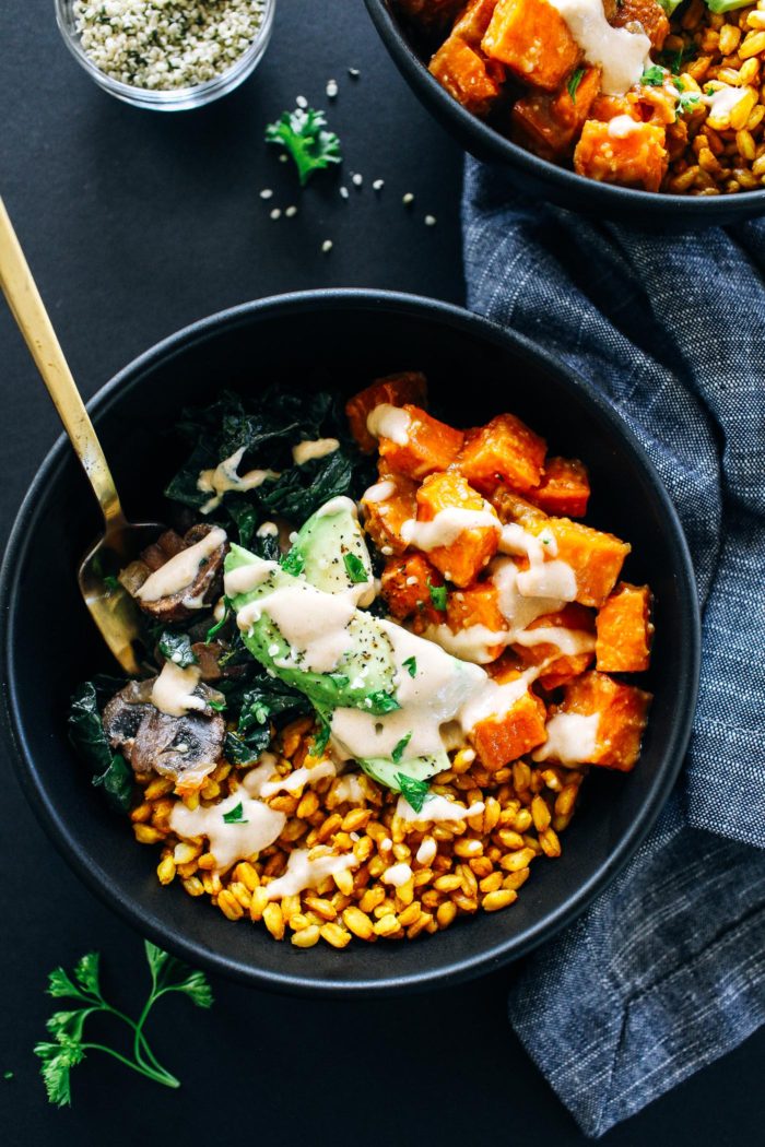 Miso Glazed Sweet Potato Bowls from Making Thyme for Health