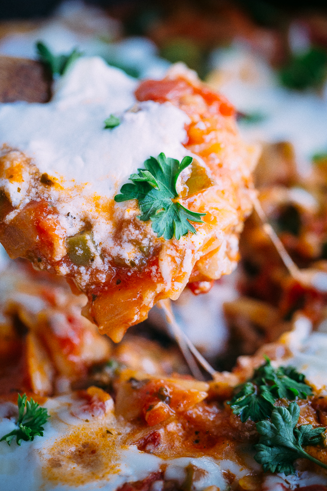Healthier One-Pan Stove Top Lasagna from She Likes Food