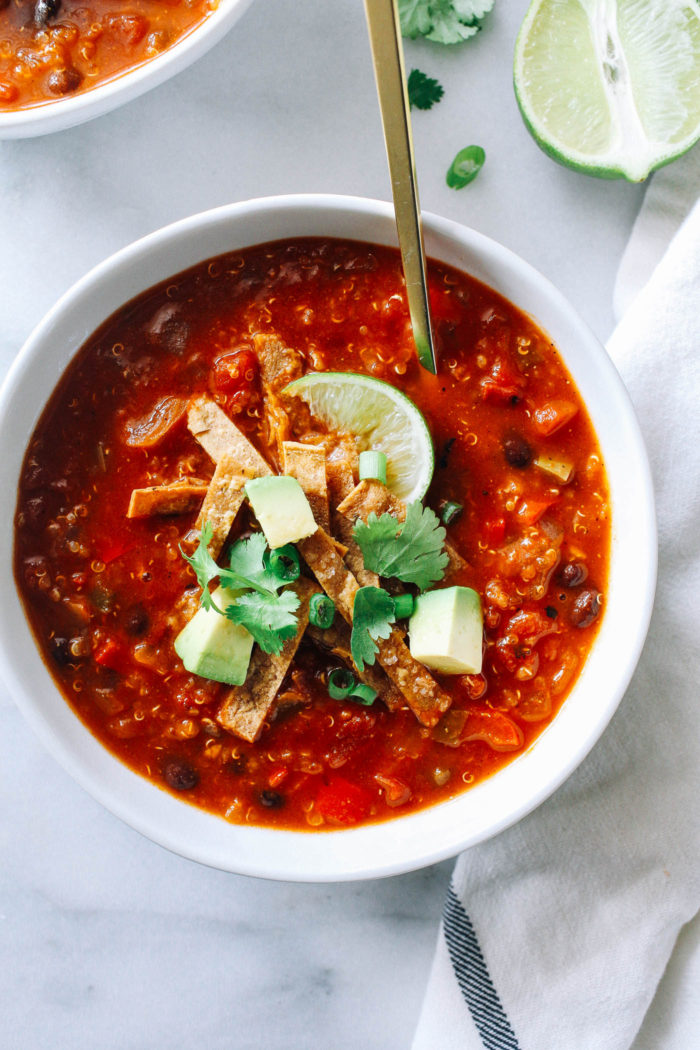 Slow Cooker Quinoa Tortilla Soup from Making Thyme for Health