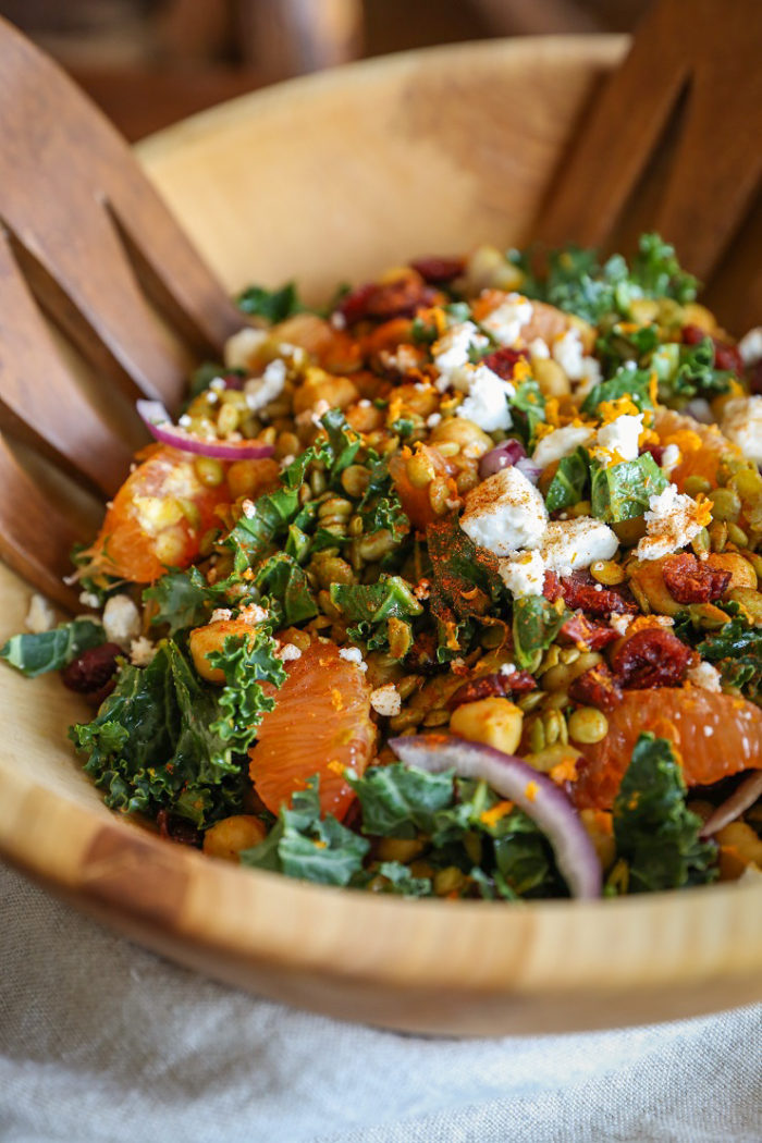 Curried Lentil, Chickpea, and Kale Salad with Citrus Dressing from The Roasted Root