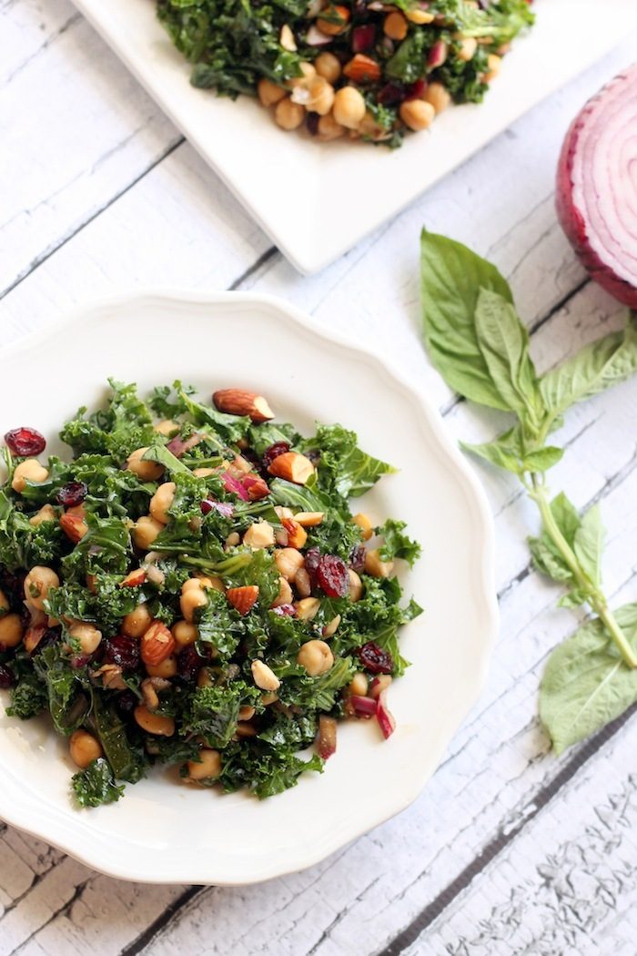 Basil Balsamic Chickpea and Kale Salad from Hummusapien