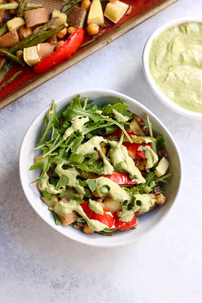 Spring Veggie Bowls with Cilantro Lime Crema from Hummusapien
