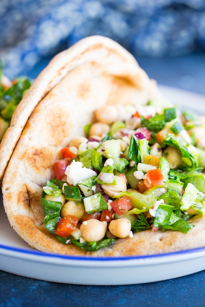 Mediterranean Chopped Salad Pitas from She Likes Food
