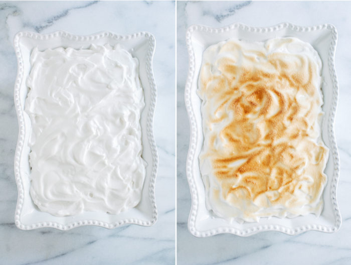 Southern Style Vegan Banana Pudding- creamy vanilla pudding with fresh slices of banana and a light and fluffy meringue topping. No one will know it's made without eggs!