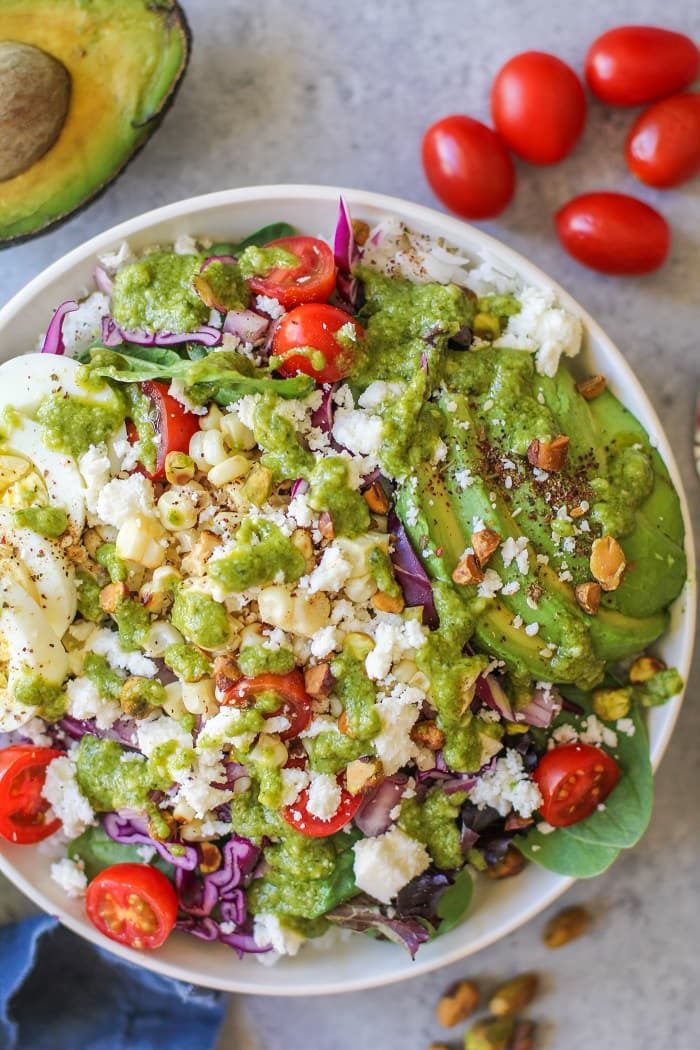 Mexican Street Corn Buddha Bowls with Basil Lime Vinaigrette from The Roasted Root