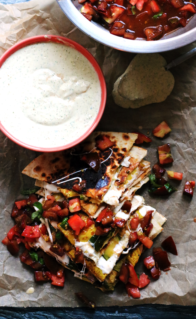 Cheesy Zucchini Quesadillas with Heirloom Tomato Salsa from Eats Well With Others 