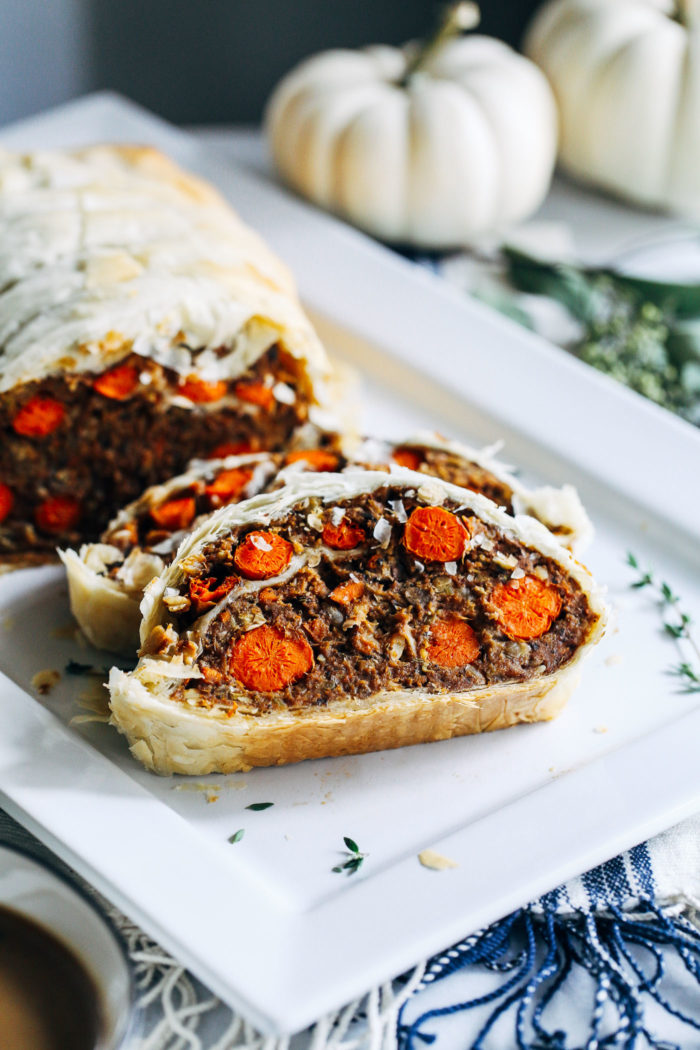 Vegan Wellington- a plant-based version of the classic beef wellington that's perfect for sharing at the holiday table. Can also be prepared the day before and cooked the day of! 