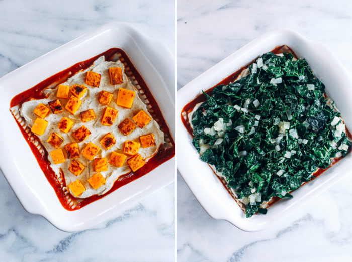 Vegan Butternut Squash and Kale Lasagna- layered with cashew ricotta and roasted butternut squash, this lasagna is sure to make for a memorable meal!