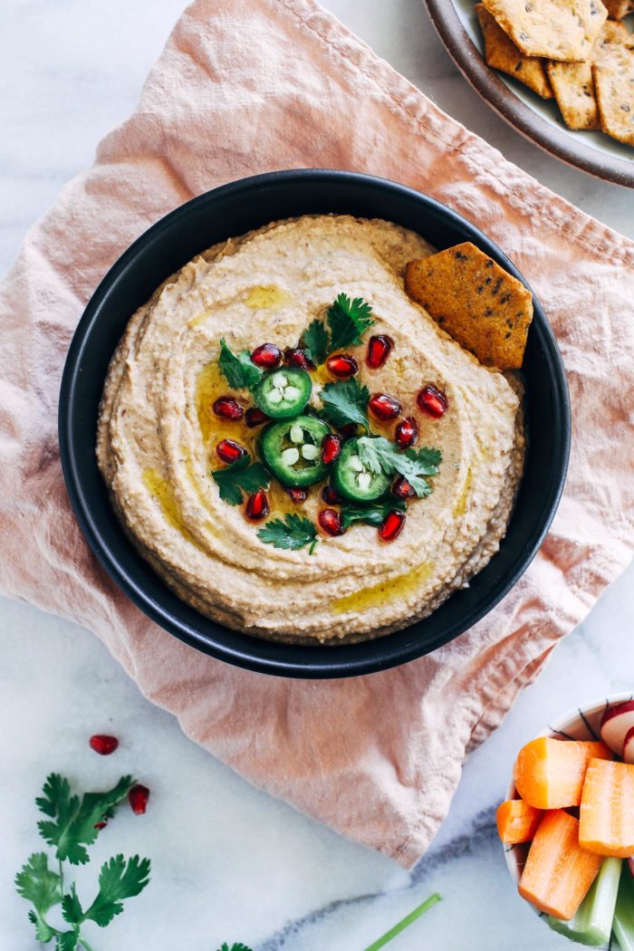 Smoky Black Eyed Pea Hummus- roasted jalapeño and smoked paprika give this southern style hummus rich flavor that everyone will love!