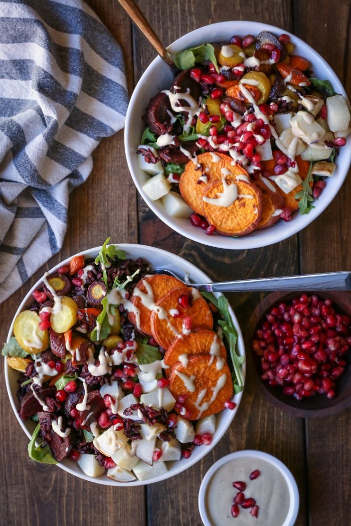 Roasted Winter Vegetable Bowls with Nutmeg Tahini from The Roasted Root