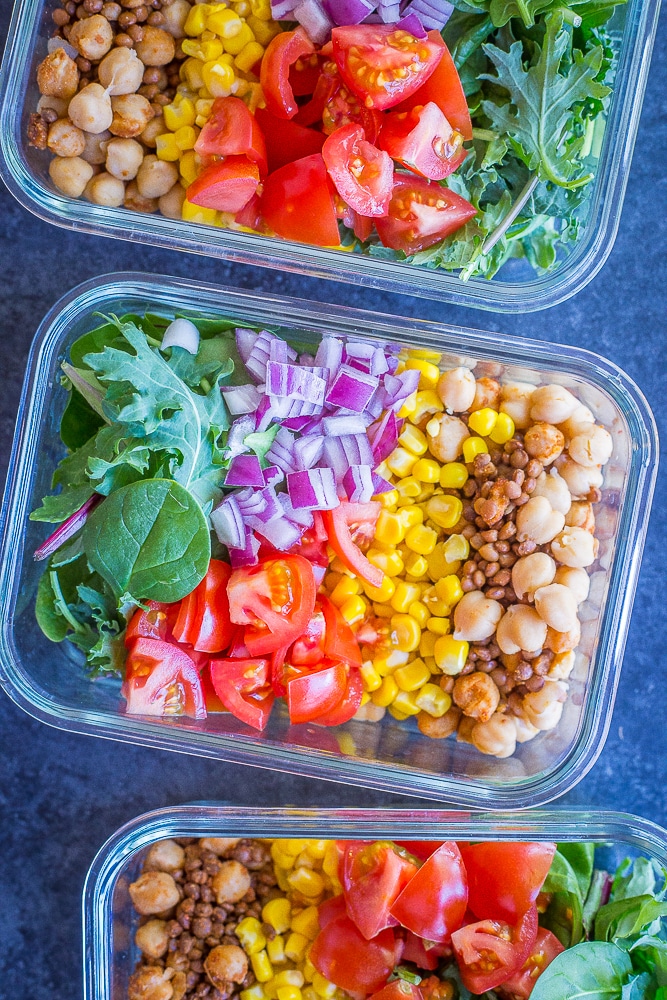 Chickpea and Lentil Taco Salad Bowls from She Likes Food