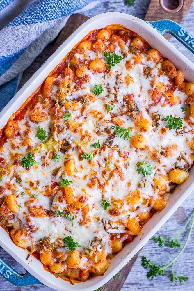5 Ingredient Gnocchi, Broccoli and White Bean Bake from She Likes Food