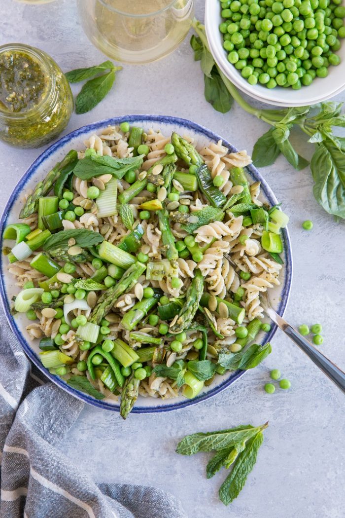 Spring Green Pasta with Basil-Mint Pesto from The Roasted Root