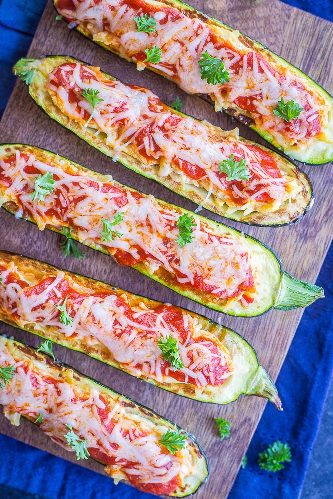Lasagna Zucchini Boats with Orzo from She Likes Food
