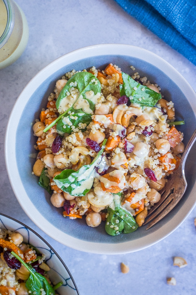 Quinoa Chickpea and Sweet Potato Salad from She Likes Food