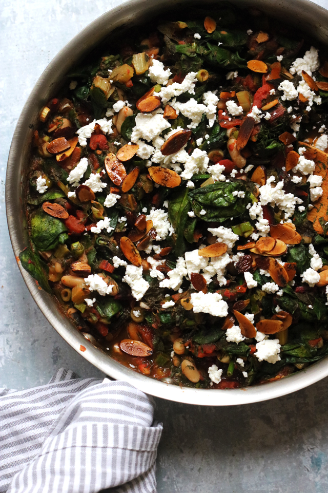 White Bean and Chard Ragout with Spinach and Toasted Almonds from Eats Well With Others