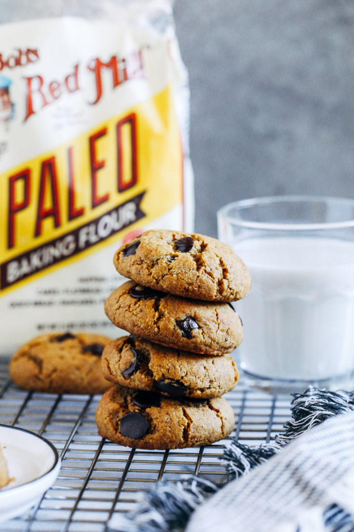 Grain-free Chocolate Chip Cookies- all you need is one bowl and 8 simple ingredients to make these delicious paleo-friendly cookies! 