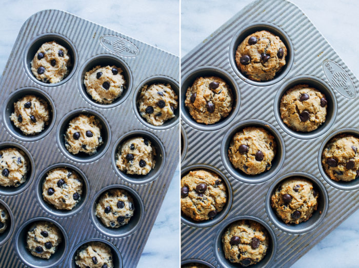 Cassava Flour Chocolate Chip Banana Muffins- all you need is just 10 ingredients to make these naturally sweetened muffins. No one will ever guess they are grain-free!