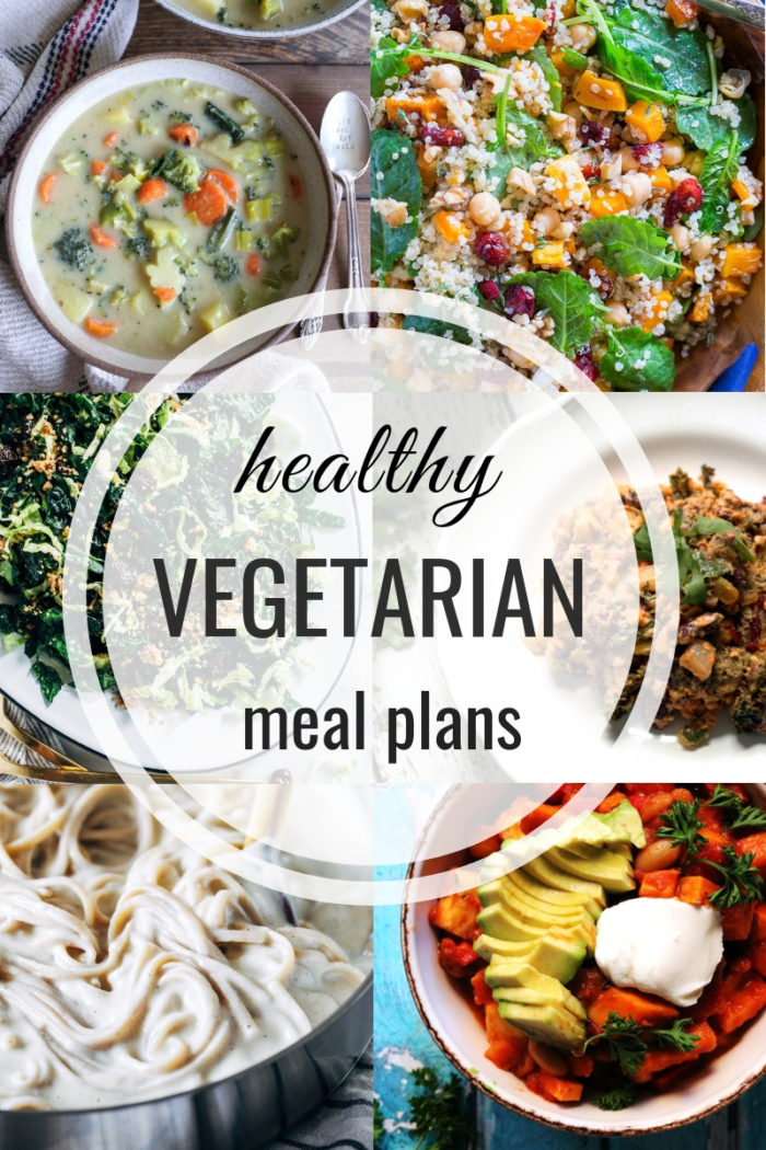 Healthy Vegetarian Meal Plans- including prep ahead tips + vegan and gluten-free substitutes!