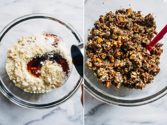 Chunky Grain-free Granola- packed with hormone balancing fats and plant-based protein, this clustery granola is perfect for any time of day! (vegan + gluten-free) #lowcarb #paleo #pegan