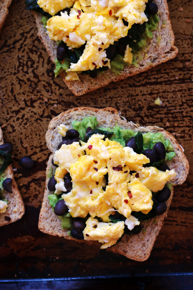 Avocado Toast with Smoky Black Beans, Spinach, and Eggs from Eats Well With Others