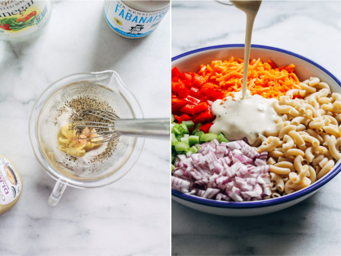 Vegan Macaroni Salad- all you need is 10 ingredients to make this dairy-free version of classic macaroni salad! (gluten-free option) #plantbased