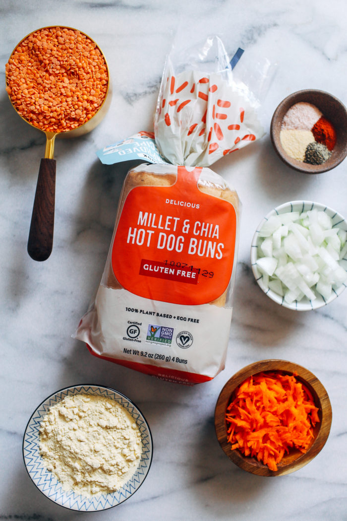 Vegan Gluten-free Hot Dogs- made with nutritious ingredients, these homemade hot dogs are a great healthy alternative to the processed store-bought version. #sponsored