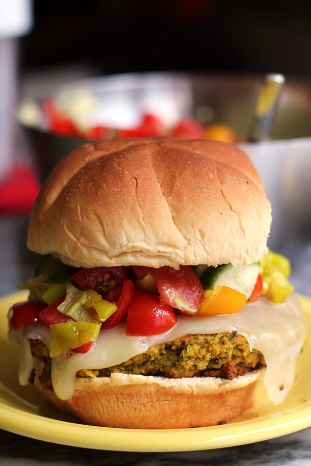 Falafel Burgers with Peperoncini Salsa from Eats Well With Others