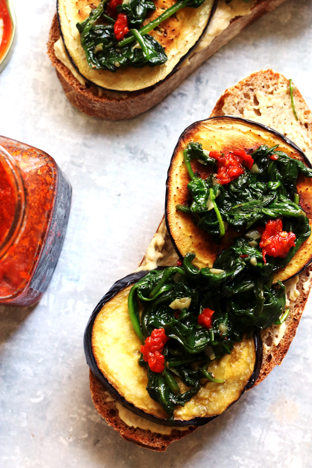 Roasted Eggplant and Hummus Tartines from Eats Well With Others
