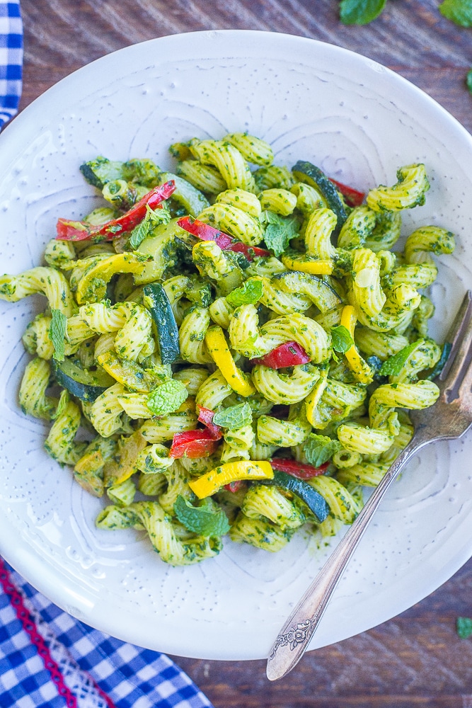 Pesto Pasta with Vegetables from She Likes Food