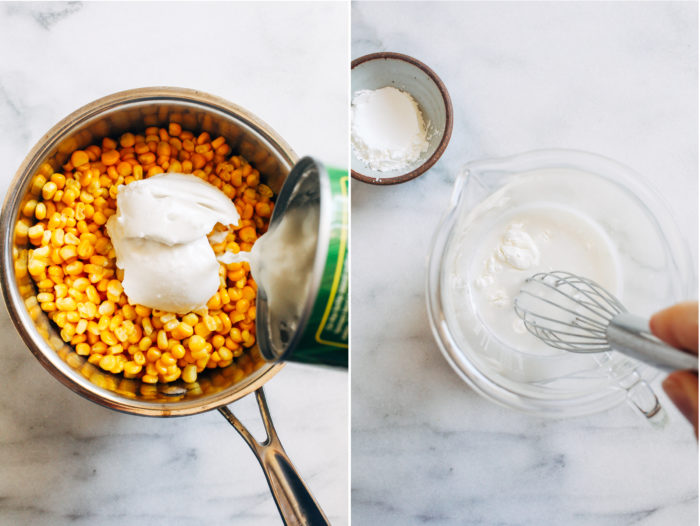 Vegan Creamed Corn- made with just 5 ingredients, this dairy-free version of creamed corn is way better than the canned version and super easy to make!