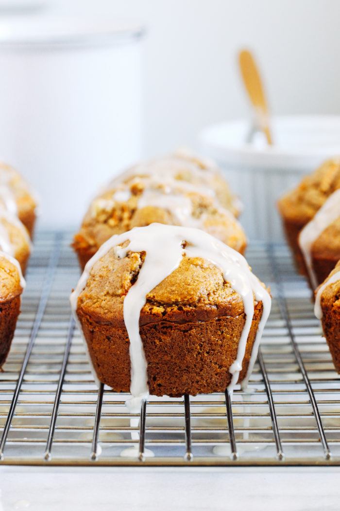 Healthy Carrot Cake Muffins- when you're craving carrot cake but wanting something healthier and easier to make, these whole grain muffins are the perfect solution!  (gluten-free, dairy-free and oil-free)