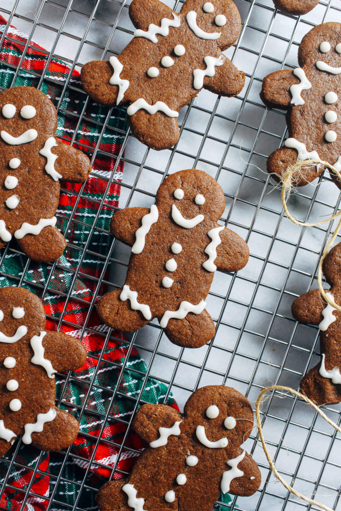 Vegan Gluten-free Gingerbread Men- made with wholesome oat flour, these gingerbread men are perfectly soft and chewy. No one will every guess they're vegan and gluten-free!