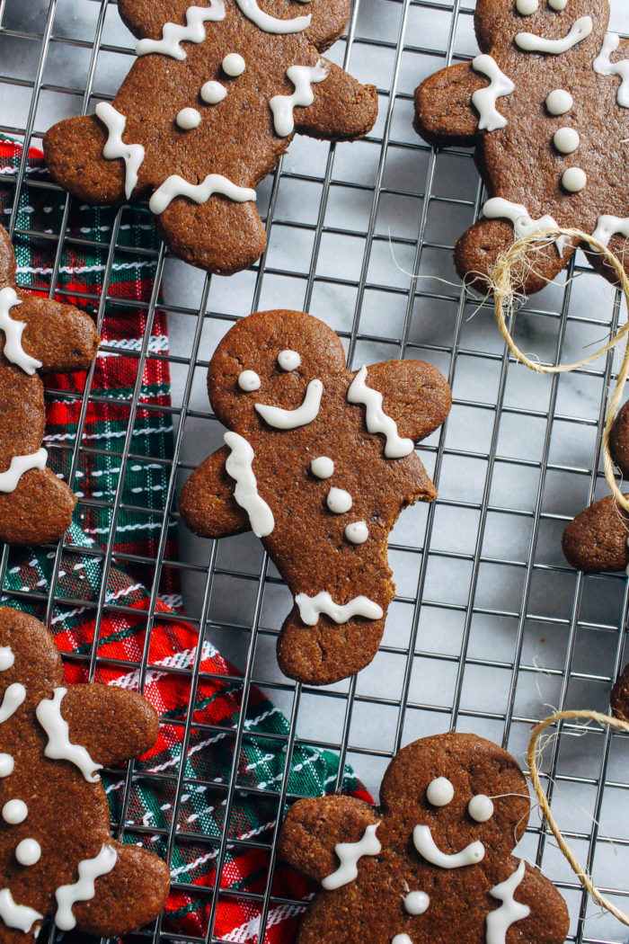 Vegan Gluten-free Gingerbread Men- made with wholesome oat flour, these gingerbread men are perfectly soft and chewy. No one will every guess they're vegan and gluten-free!