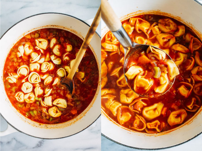 One-Pot Vegetable Tortellini Soup- All you need is 30 minutes to make this simple and cozy plant-based meal. Perfect for whipping together on a night when you don't feel like cooking!