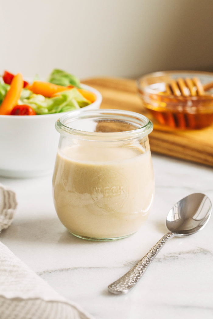 Dairy-free Honey Mustard Sauce- made with just five basic ingredients, this sauce is so flavorful you'll want to put it on everything! 