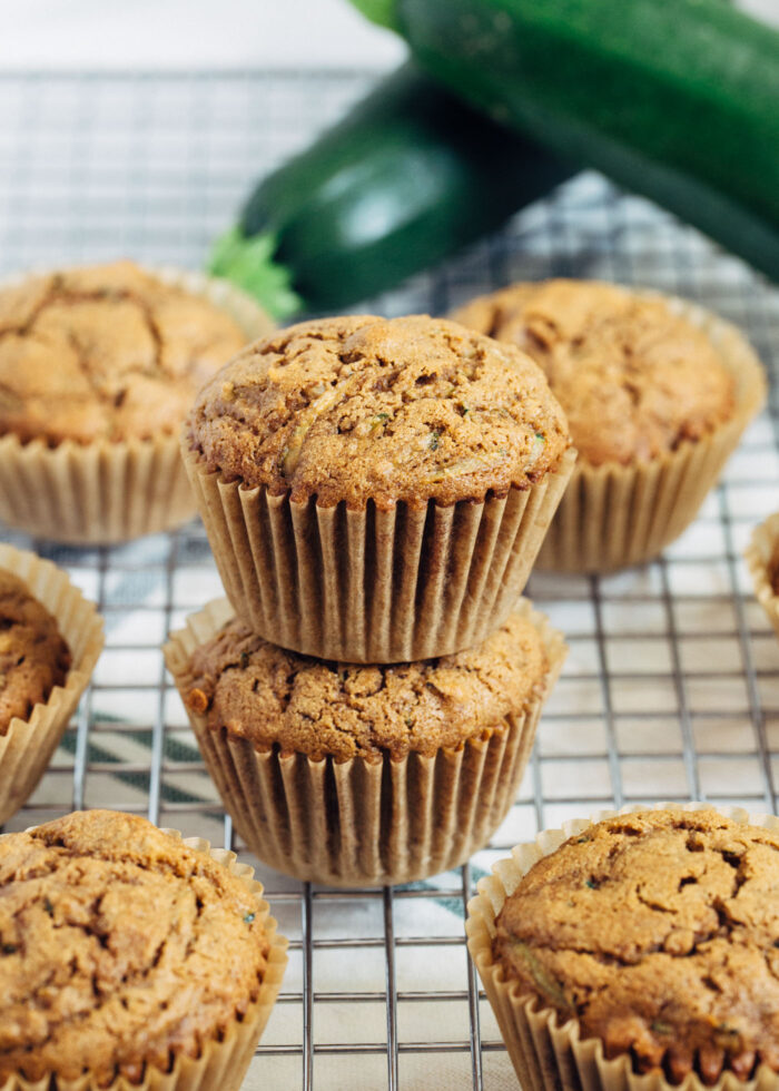 Cassava Flour Zucchini Muffins- made with 10 ingredients in one bowl, these zucchini muffins are perfectly moist with a fine crumb. You would never guess they are gluten-free and dairy-free! (paleo)