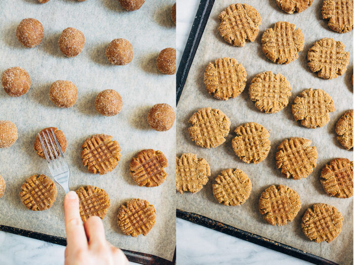 Gluten-free Peanut Butter Snickerdoodles- made in just one-bowl with a combo of almond and oat flour, each cookie packs 5 grams of protein! No one would ever guess they are vegan, gluten-free and oil-free!