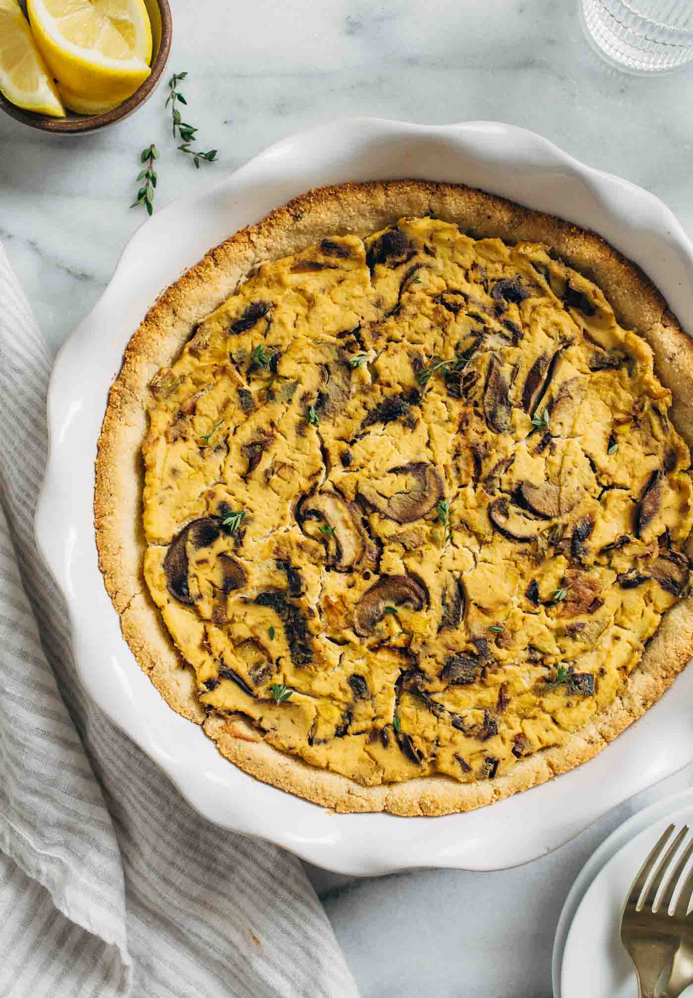 Vegan Mushroom Leek Quiche - Making Thyme for Health