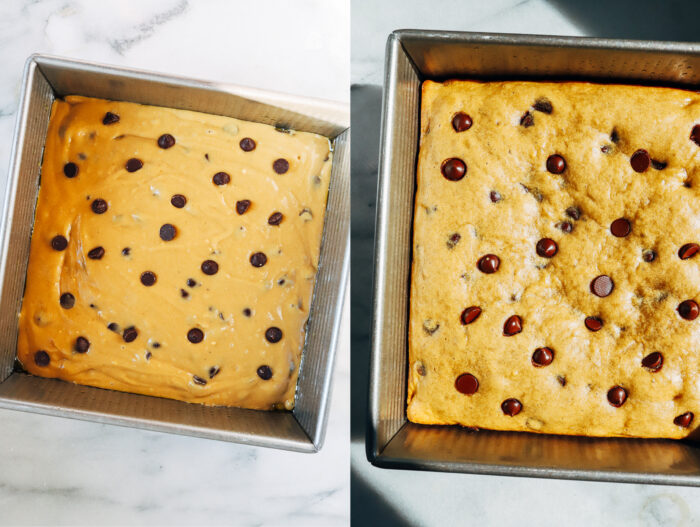 The Best Vegan (Gluten-free) Blondies- crisp, chewy edges and perfectly moist in the center, no one would ever guess these are vegan, gluten-free and oil-free. Each blondie packs 6g of protein and 2mg of iron!