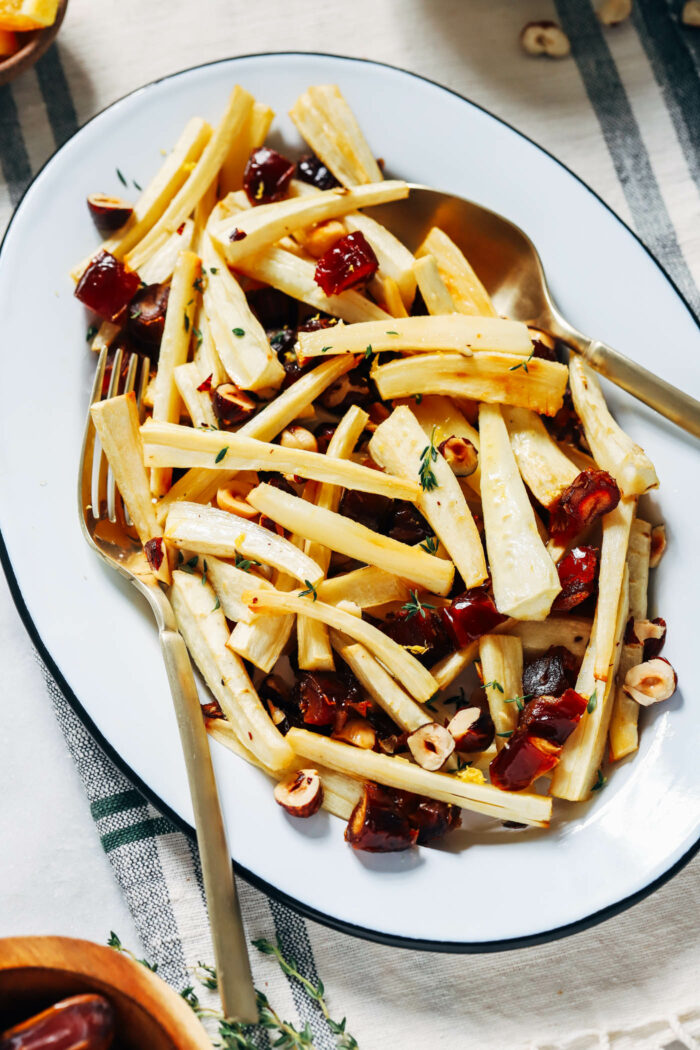 Honey Roasted Parsnips with Dates and Hazelnuts - Making Thyme for Health