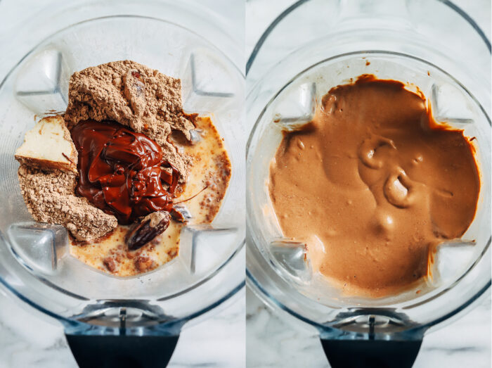 5-Ingredient Chocolate Protein Pudding- made with simple ingredients, this protein pudding only takes 15 minutes to make and each serving packs 17g of protein! (vegan, gluten-free + soy-free option)