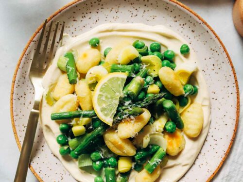 Spring Baked Gnocchi with Lemon Tofu Cream - Making Thyme for Health