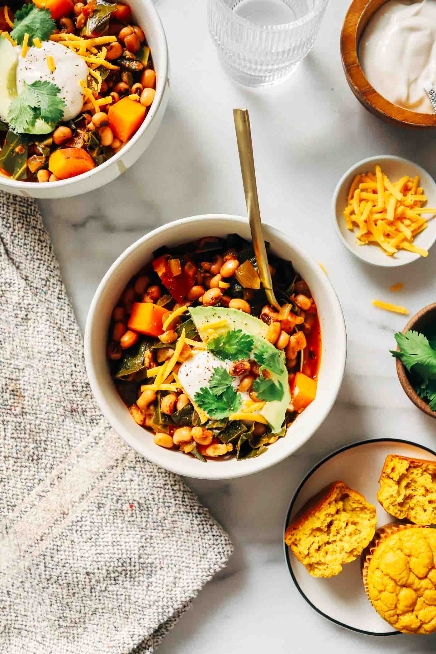 Smoky Black Eyed Pea Sweet Potato Chili