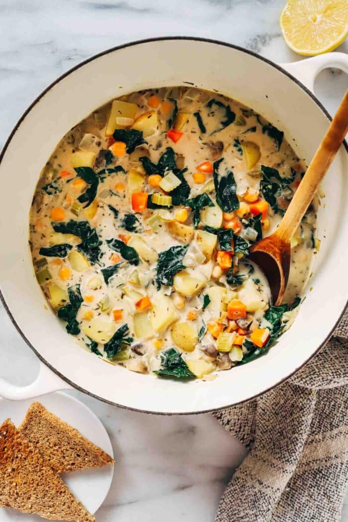 Creamy Lemon Chickpea Stew- Made with nourishing ingredients, this hearty vegan stew is bursting with flavor! (plant-based, gluten-free)