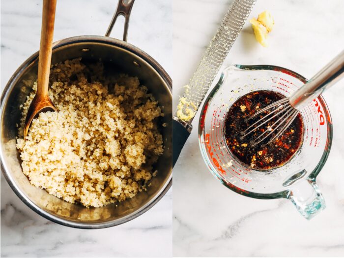 Teriyaki Tofu Quinoa Bowls- Packed with 29 grams of protein, these quinoa bowls are a nutritional powerhouse! Perfect to prep for dinner or healthy lunches during the week. (vegan + gluten-free)
