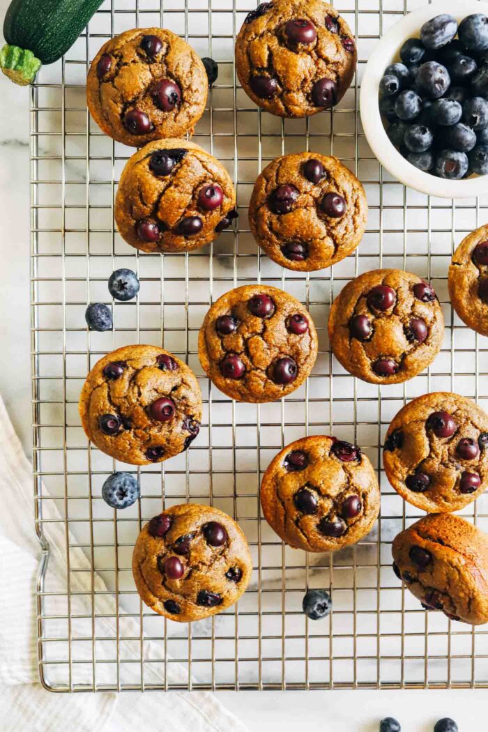 Blueberry Zucchini Muffins (gluten-free, dairy-free and oil-free)