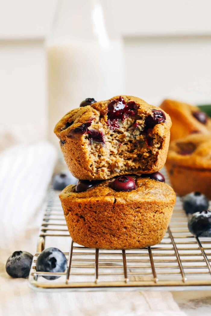 Blueberry Zucchini Muffins (gluten-free, dairy-free and oil-free)