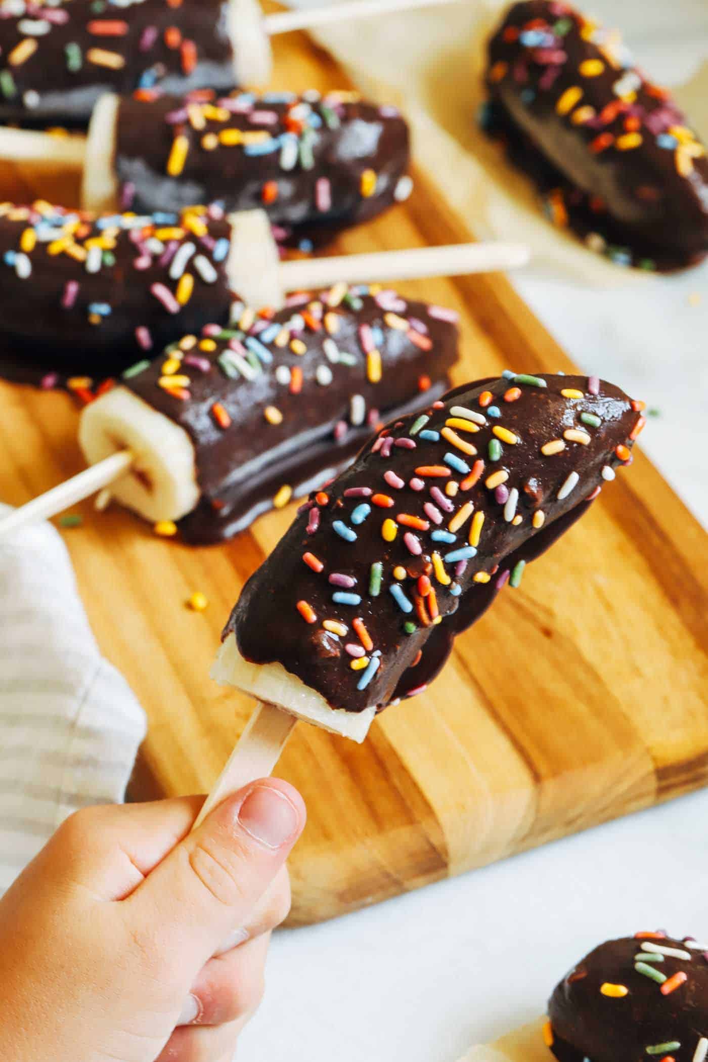 Frozen Chocolate Banana Popsicles